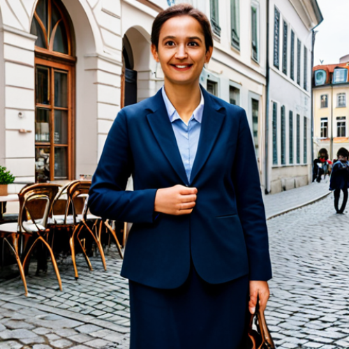 Home 6 A diverse adult traveler, fully clothed in professional, modest business casual attire, stands on a charming cobblestone street in a classic European capital city, admiring historical architecture with intricate details. A quaint outdoor cafe with a few tables and chairs is visible in the background, under soft, natural daylight. perfect anatomy, correct proportions, natural pose, well-formed hands, proper finger count, natural body proportions, professional photography, high quality, safe for work, appropriate content, fully clothed, family-friendly.